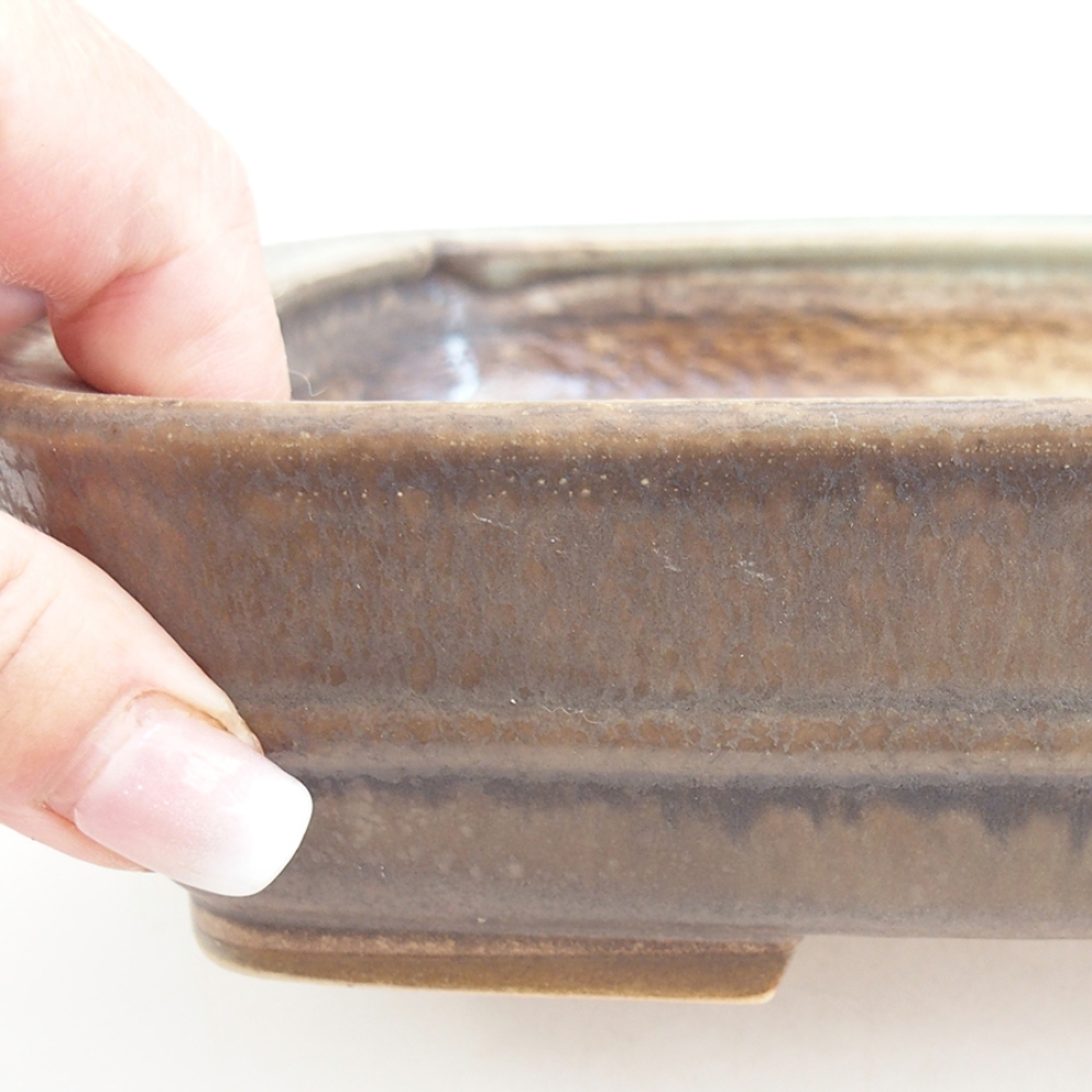 Bonsaischale aus Keramik 21,5 x 17,5 x 5,5 cm, braun