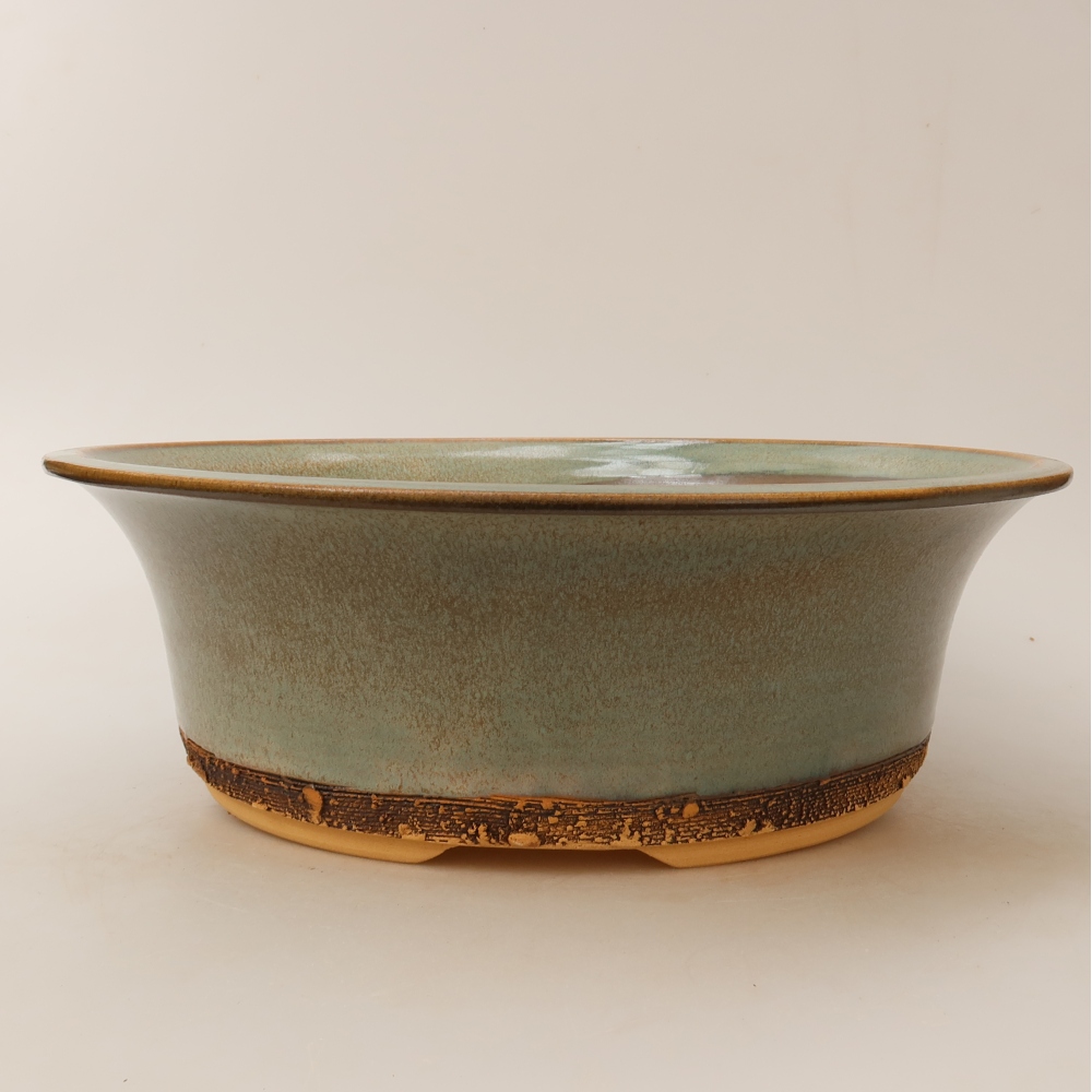 Keramik-Bonsai-Schale, 30 x 30 x 9,5 cm, Farbe: grün