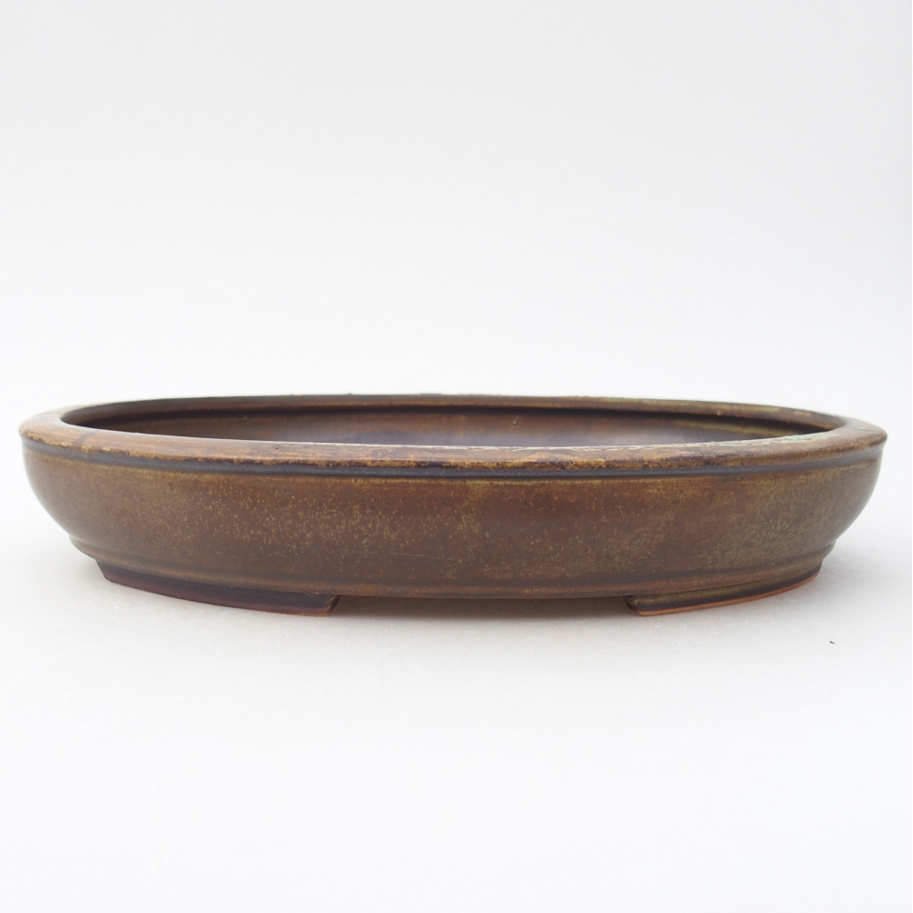 Bonsaischale aus Keramik 25 x 20 x 4 cm, Farbe braun-grün