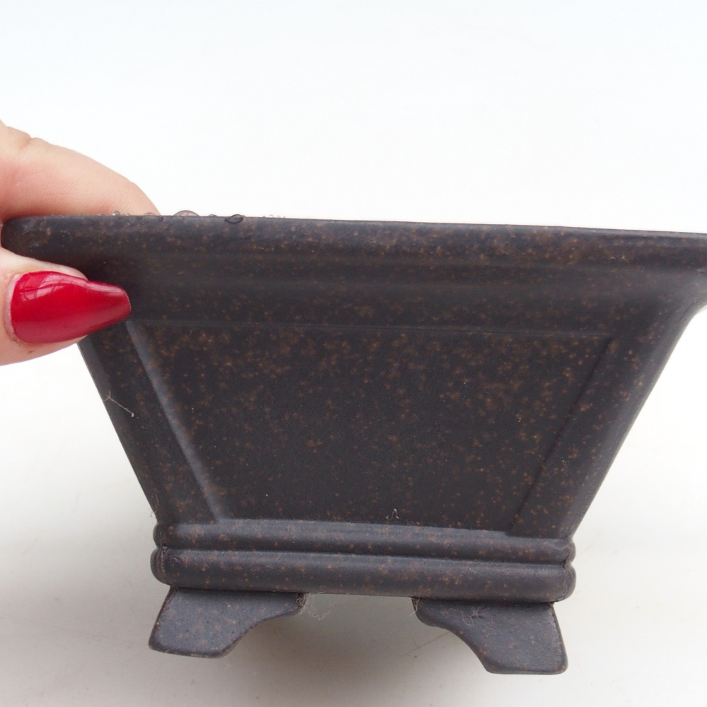 Bonsaischale aus Keramik 12 x 12 x 7 cm, Farbe bräunlich ocker