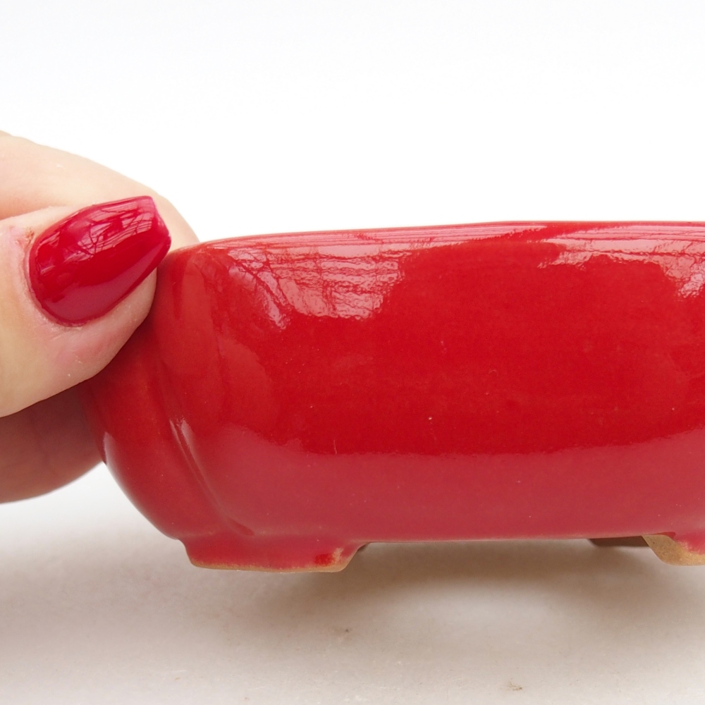 Bonsaischale aus Keramik 10,5 x 9 x 3,5 cm, Farbe rot