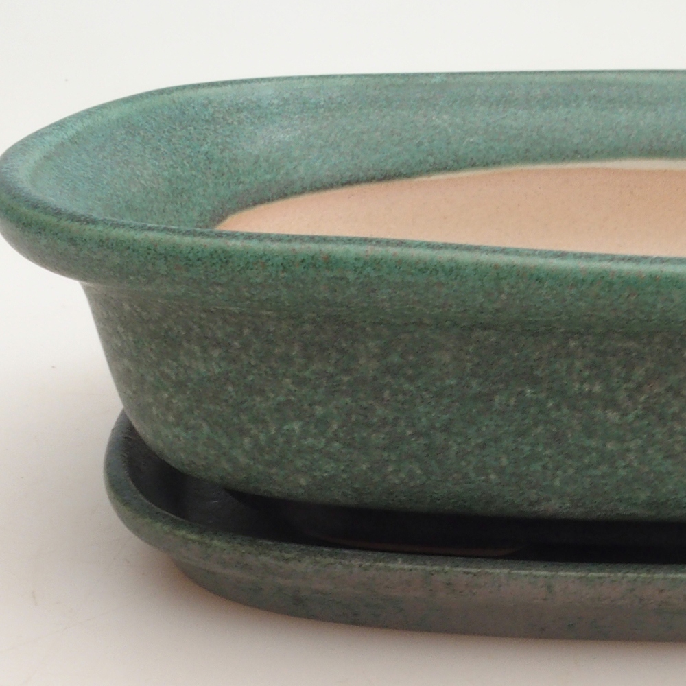 Bonsaischale + Untertasse H25 - 23 x 17 x 5,5 cm - grün