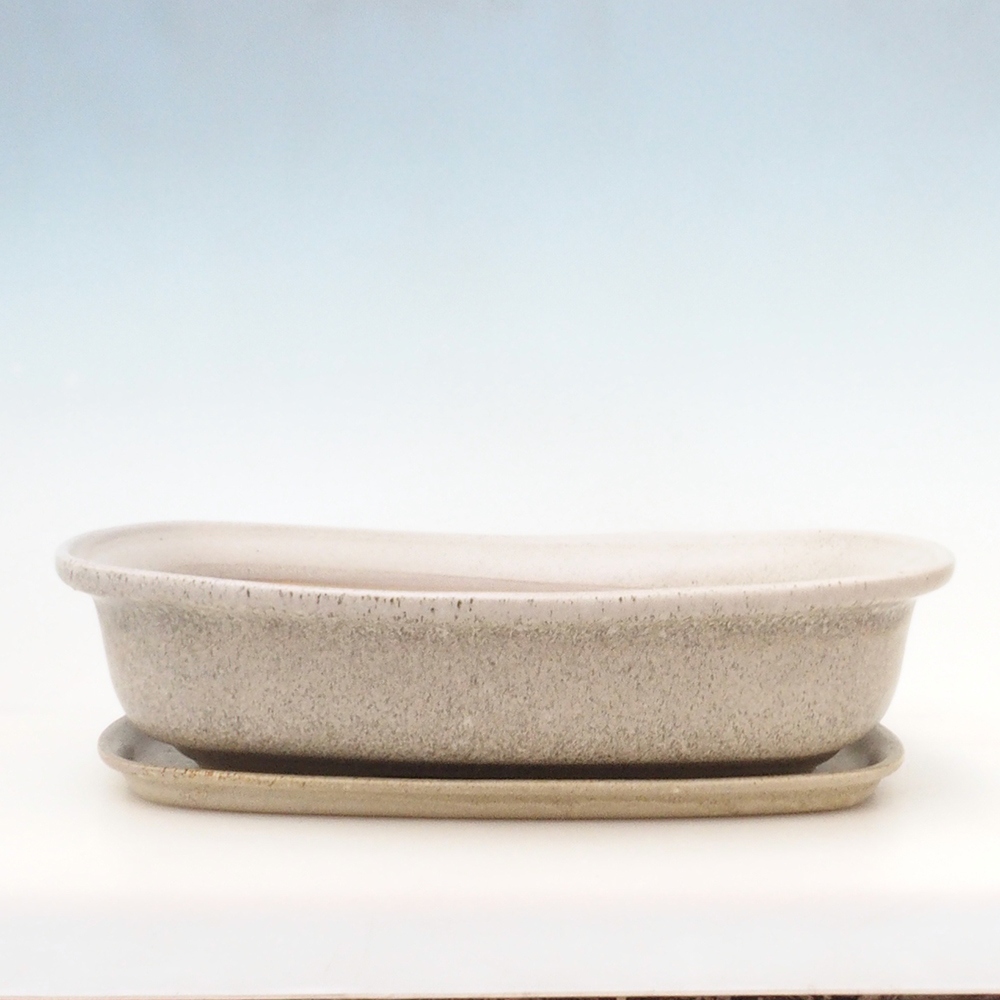 Bonsaischale + Untertasse H10 - 37 x 28 x 9 cm - beige