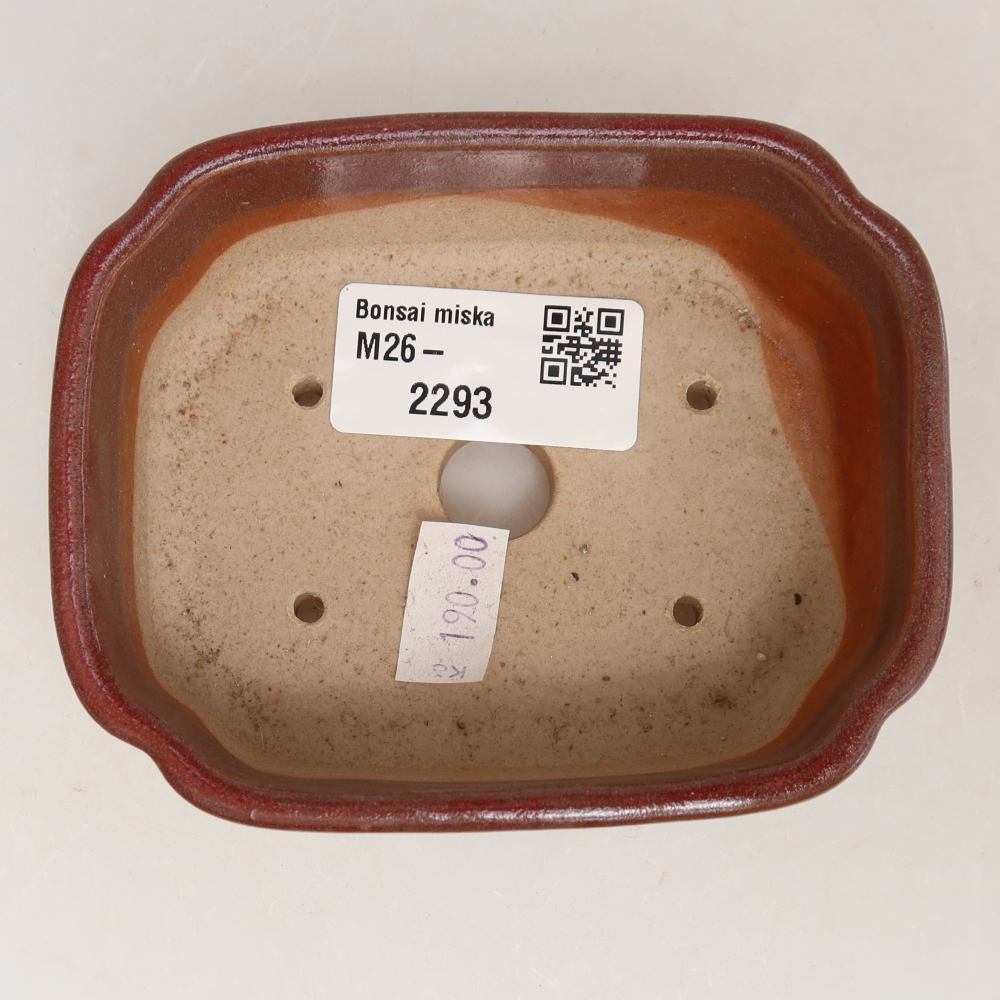 Keramik-Bonsai-Schale 10,5 x 8 x 4 cm, Farbe: weinrot