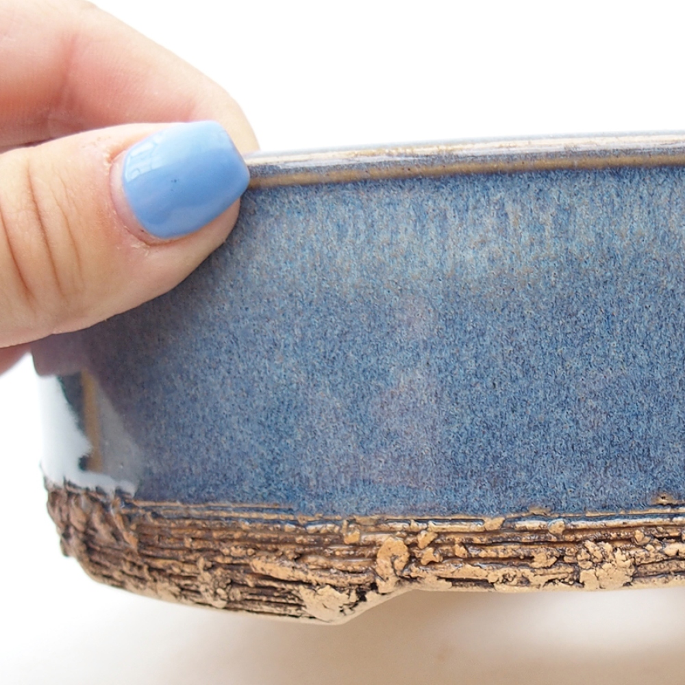 Bonsaischale aus Keramik 18,5 x 18,5 x 5,5 cm, Farbe blau