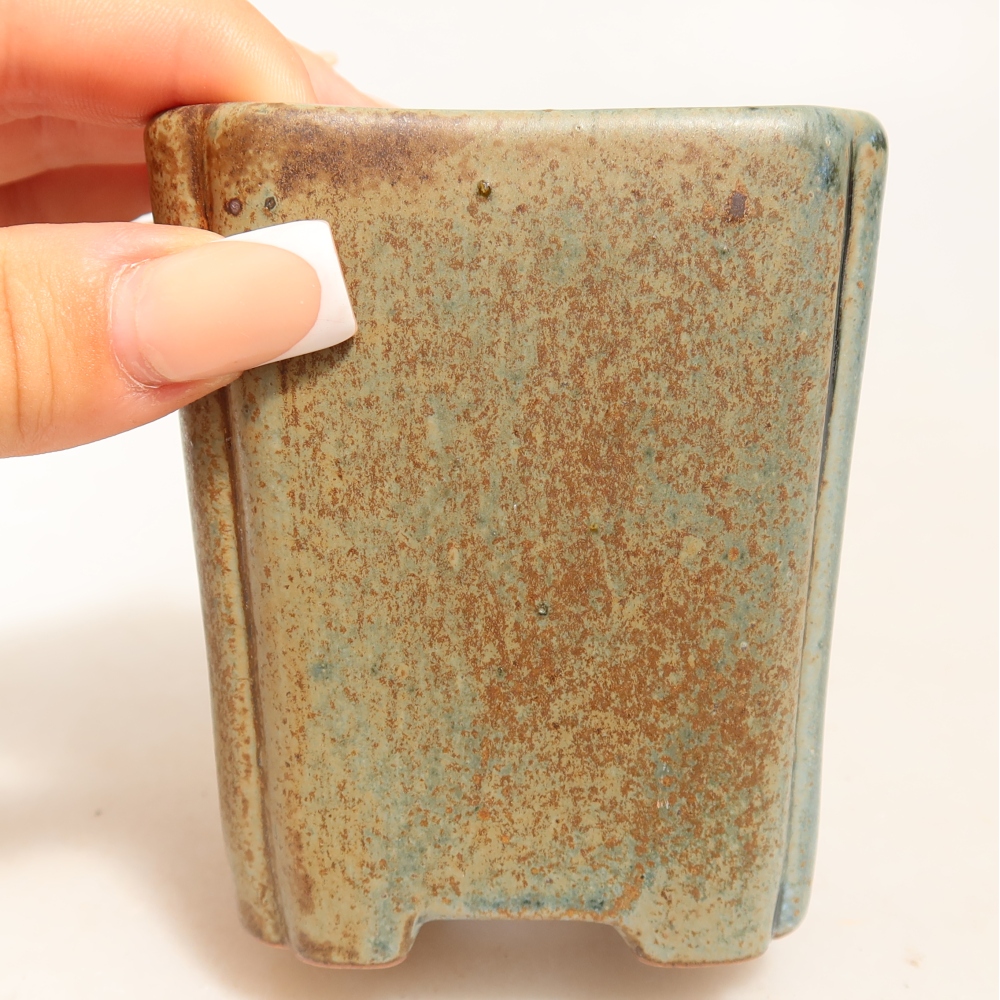 Keramik-Bonsai-Schale 7 x 7 x 8 cm, Farbe: braun-grün