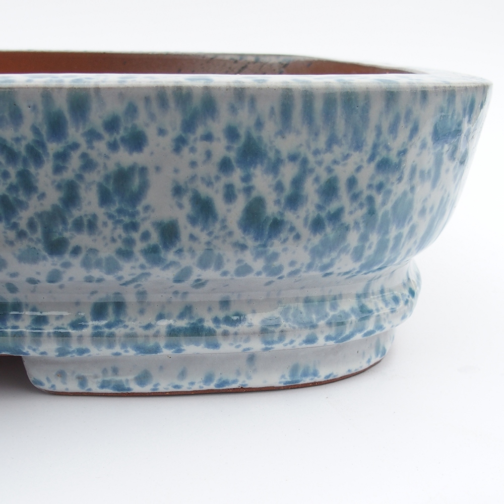 Schale 63 x 42 x 12 cm blau-weiß