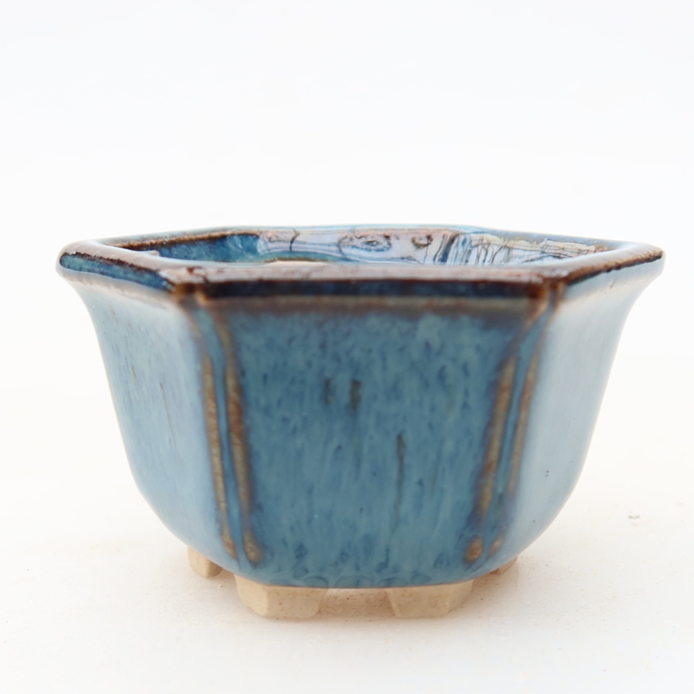Keramik-Bonsai-Schale 5,5 × 5 × 3 cm, Farbe: blau