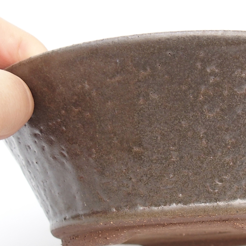 Bonsaischale aus Keramik 17,5 x 17,5 x 6 cm, metallfarben