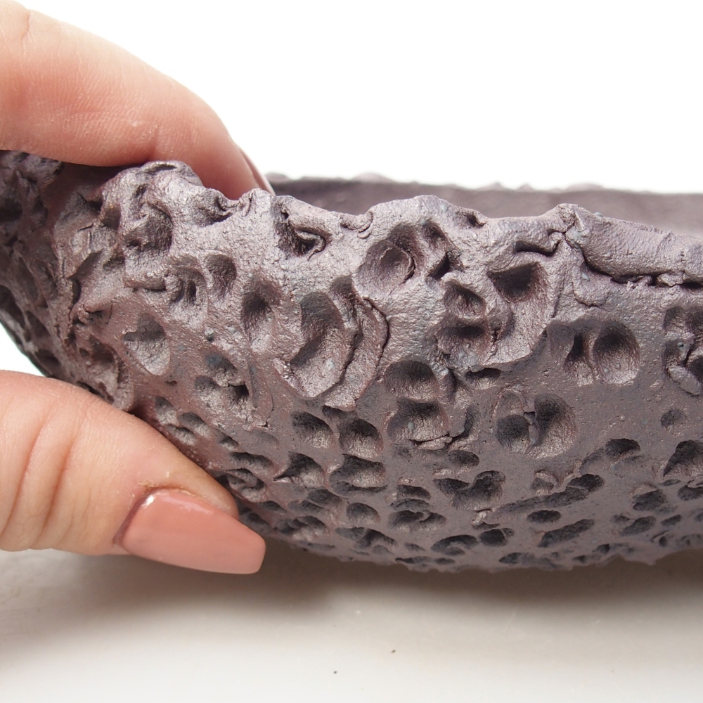 Bonsaischale aus Keramik 17 x 17 x 7 cm, metallfarben