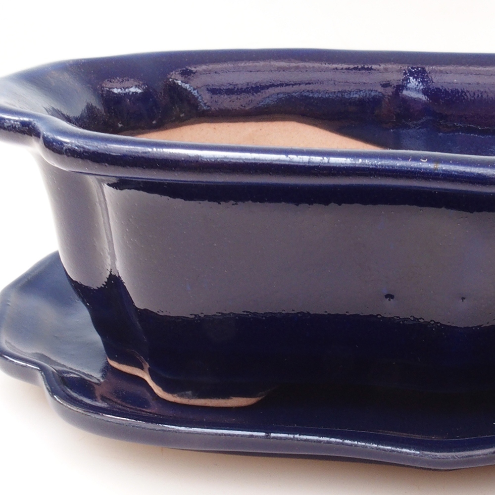 Bonsaischale + Untertasse H51 - 18x14x5 cm - blau