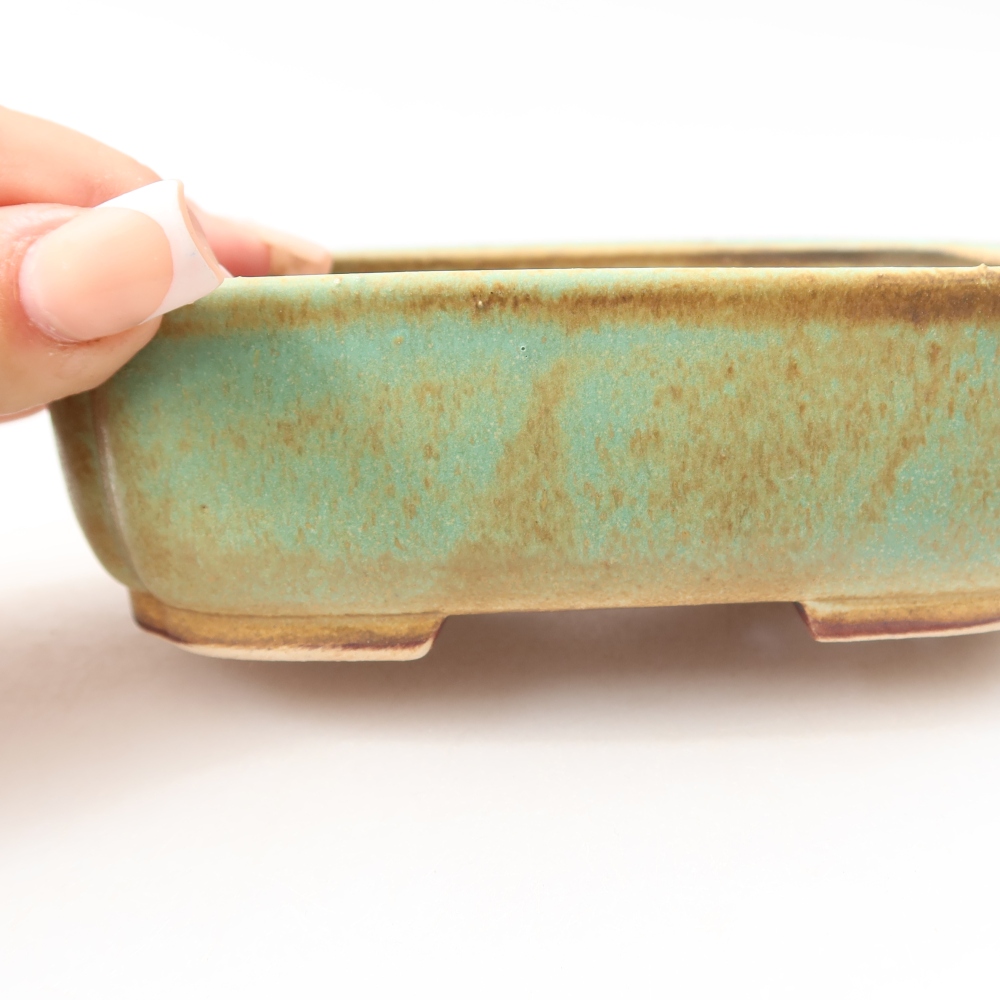 Keramik-Bonsai-Schale 14 x 12 x 4 cm, Farbe: grün