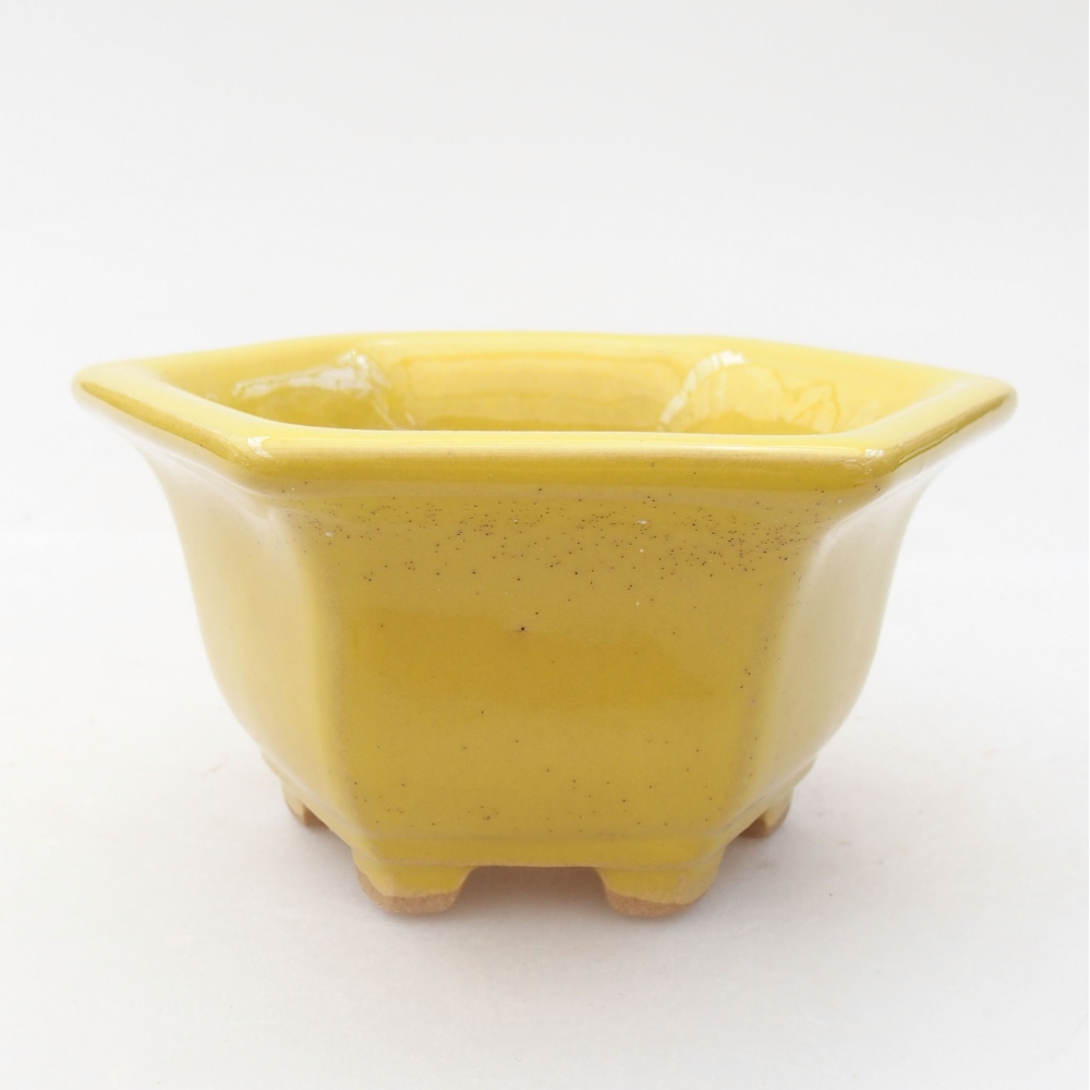 Bonsaischale aus Keramik 10,5 x 9,5 x 5,5 cm, gelb