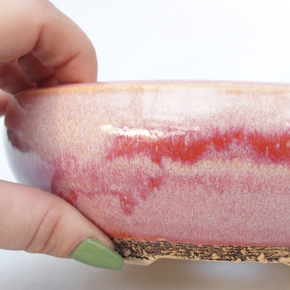 Bonsaischale aus Keramik 18,5 x 18,5 x 6 cm, rosa