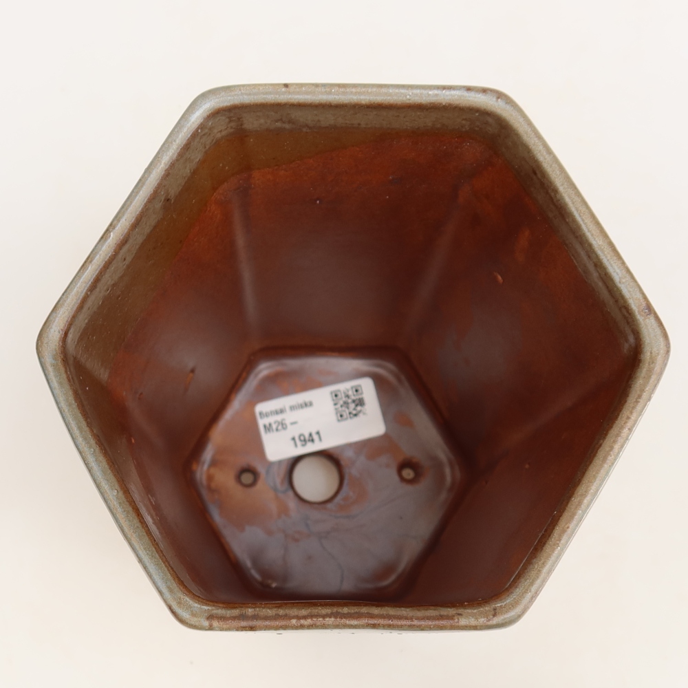 Keramik-Bonsai-Schale 13 x 12 x 17 cm, Farbe: braun-blau