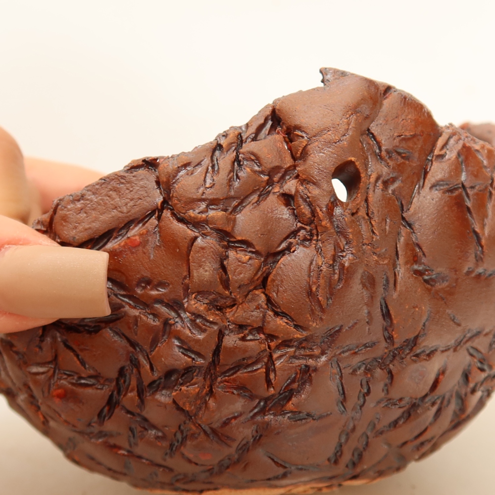 Keramikschale für Kokedama, 12,5 × 12 × 7 cm, Farbe: braun
