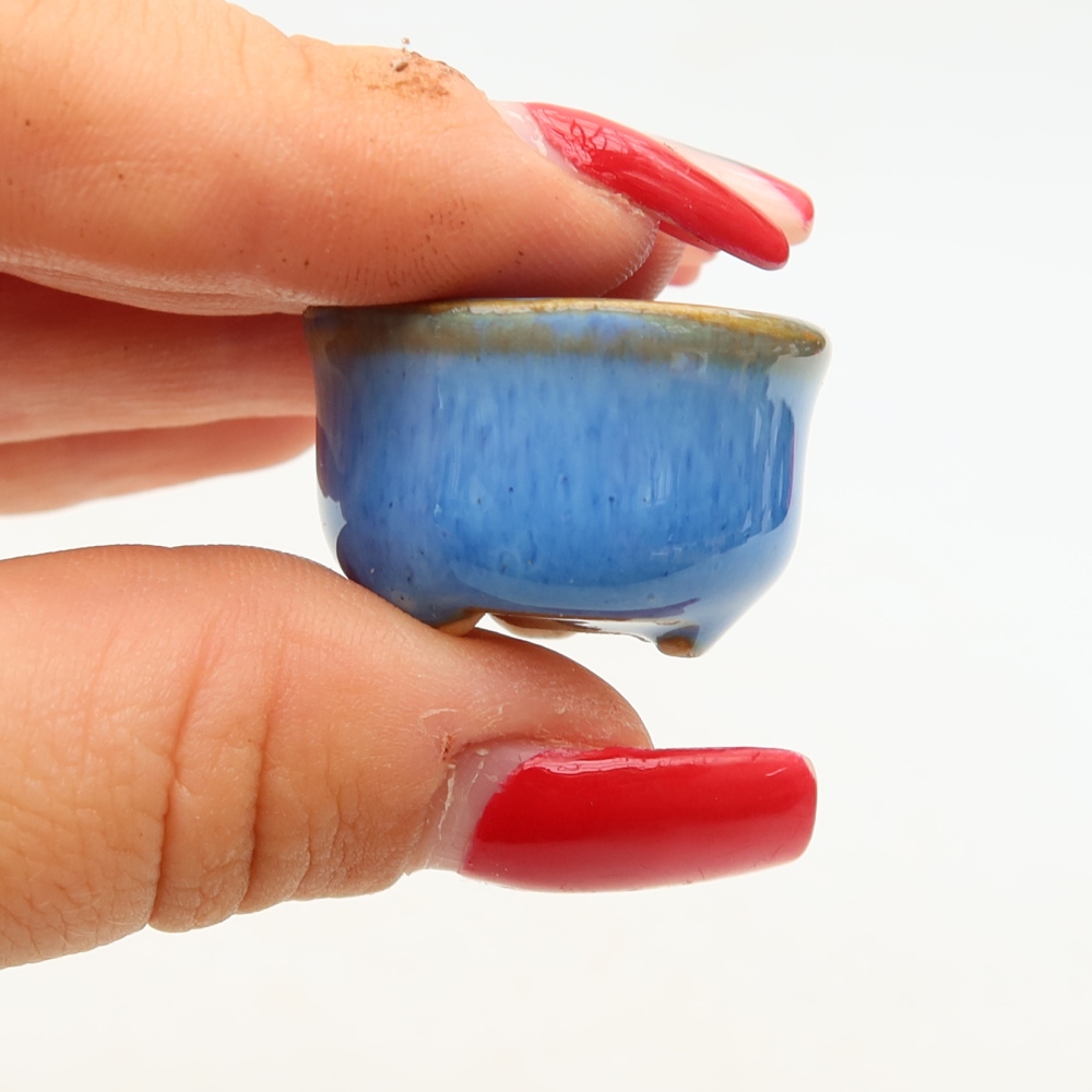 Keramik-Bonsai-Schale, 2,5 x 2,5 x 2 cm, Farbe: Blau