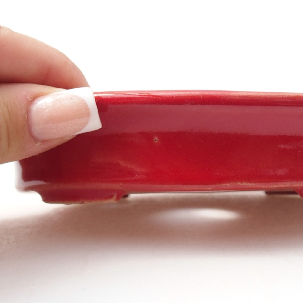 Bonsaischale aus Keramik 13 x 10,5 x 3 cm, Farbe rot