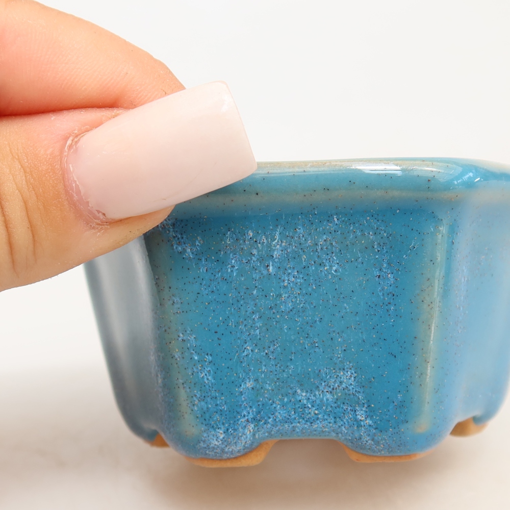 Bonsaischale aus Keramik 7,5 x 7 x 4 cm, Farbe blau