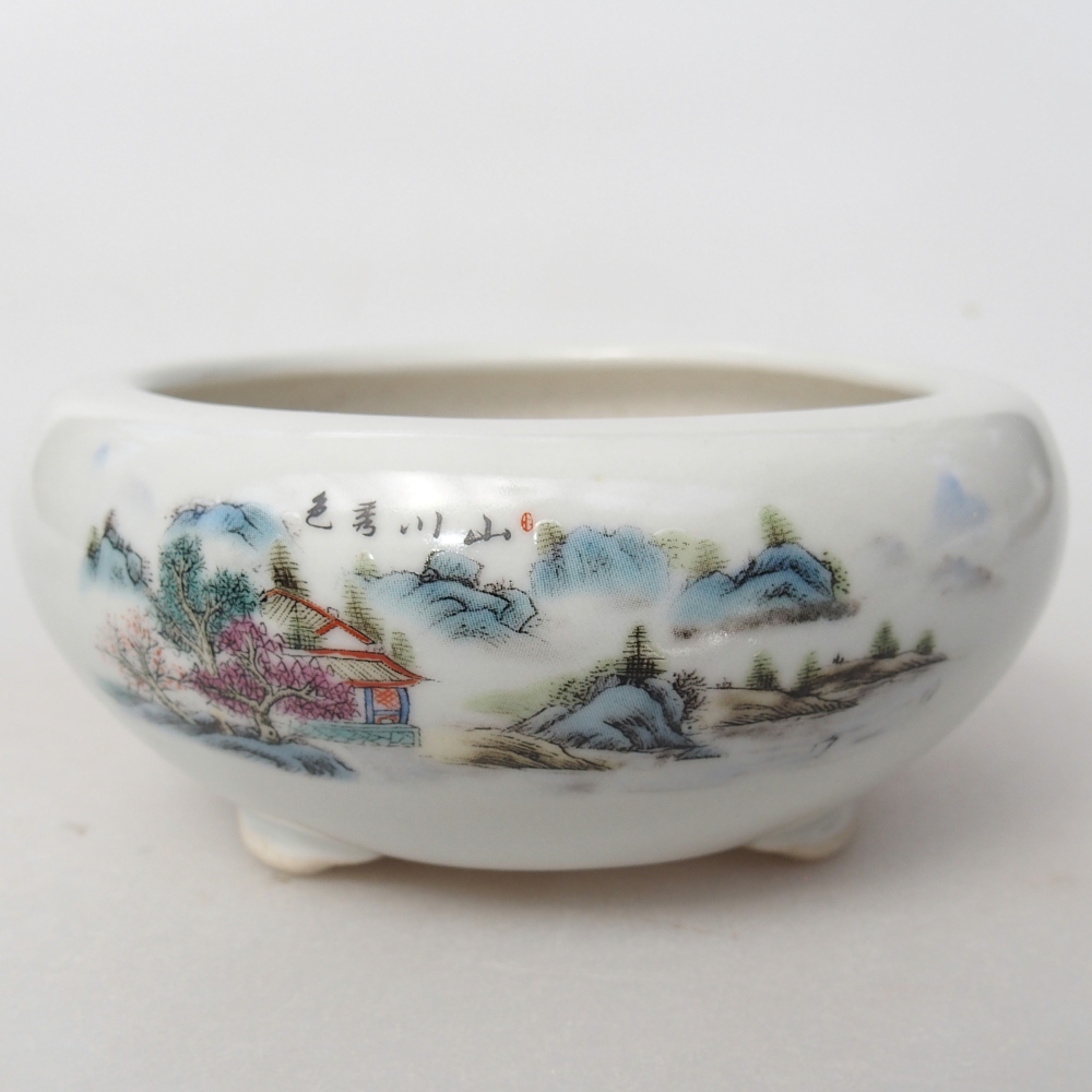 Bonsaischale aus Keramik 10 x 10 x 5 cm, Farbe weiß