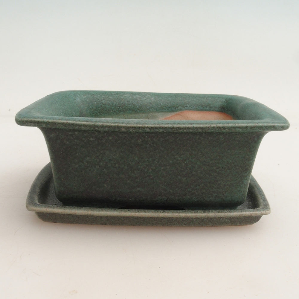 Bonsaischale + Untertasse H11 - 11,5 x 10 x 4 cm - grün