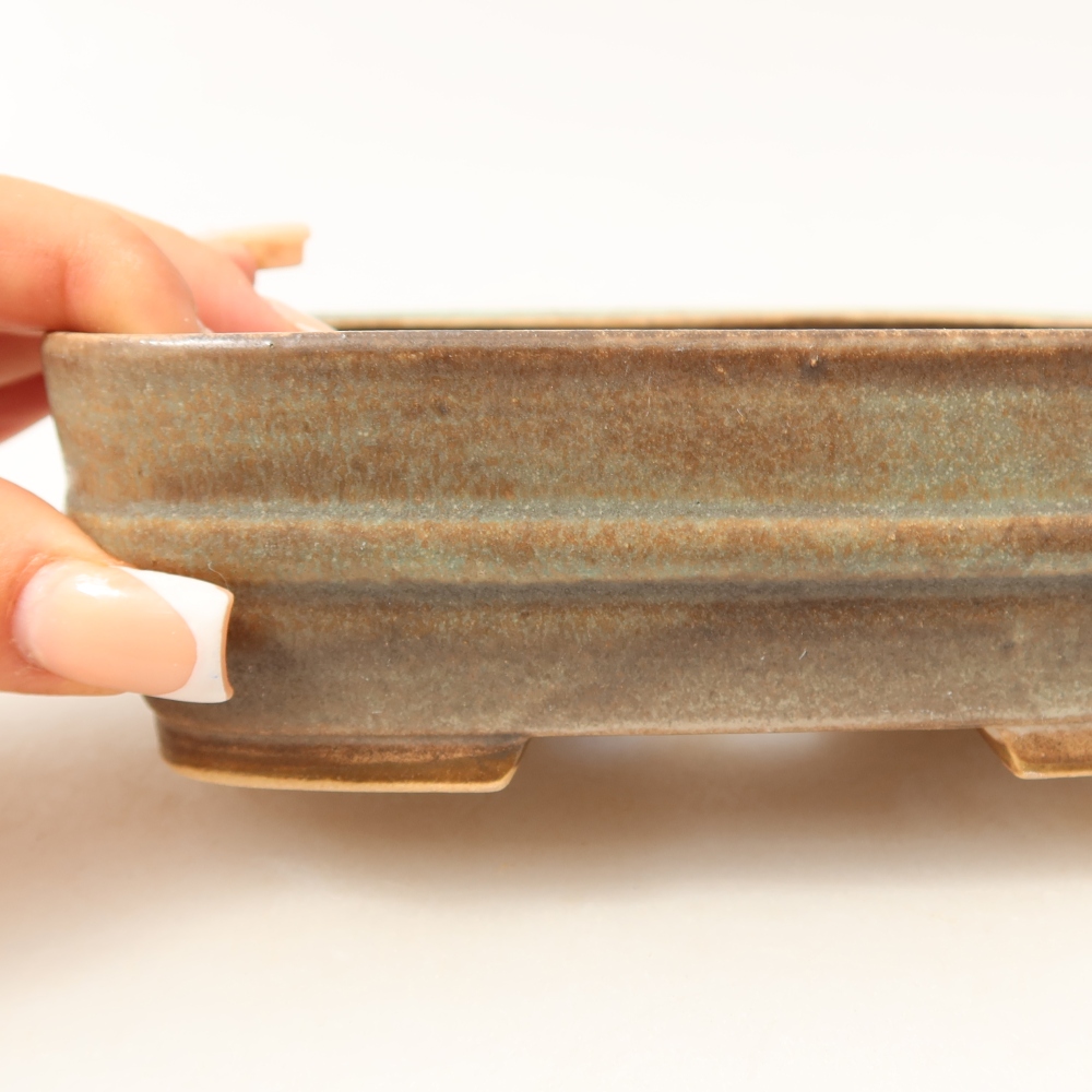 Keramik-Bonsai-Schale 14,5 x 11,5 x 4,5 cm, Farbe: grün