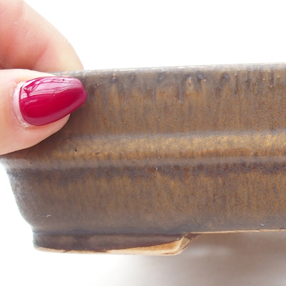 Bonsaischale aus Keramik 17,5 x 14 x 4,5 cm, braun