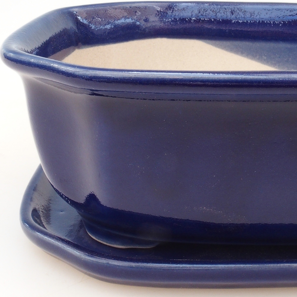 Bonsaischale + Untertasse H32 - blau