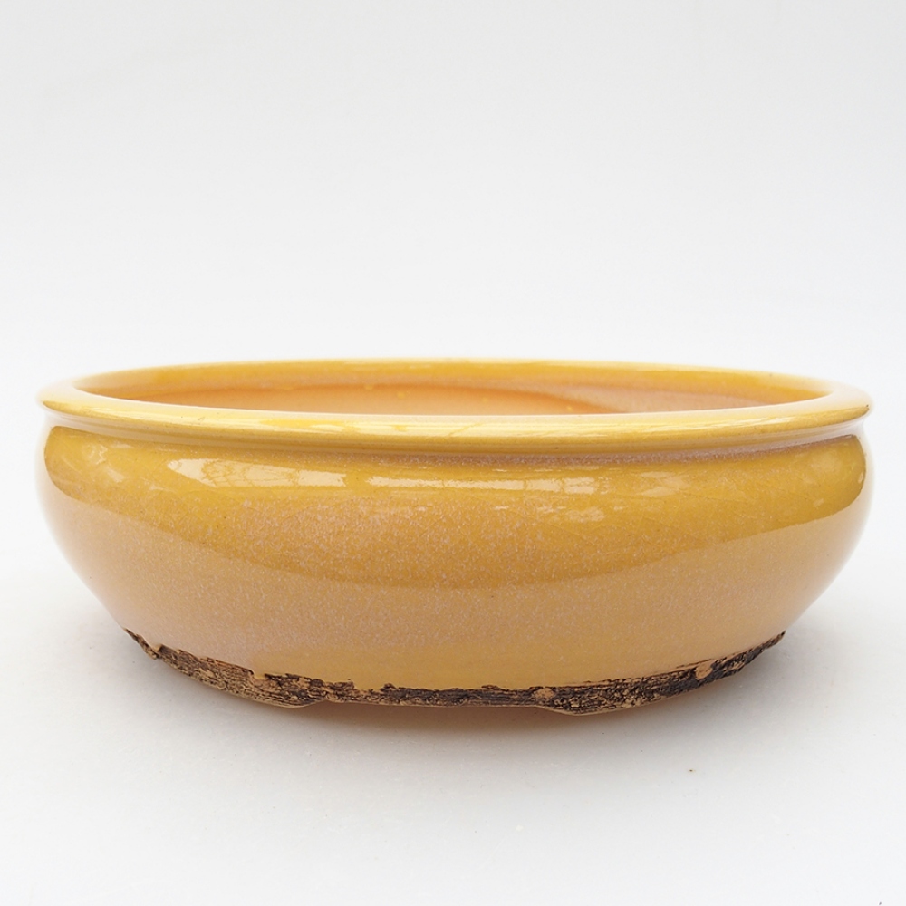 Bonsaischale aus Keramik 18,5 x 18,5 x 6 cm, gelb