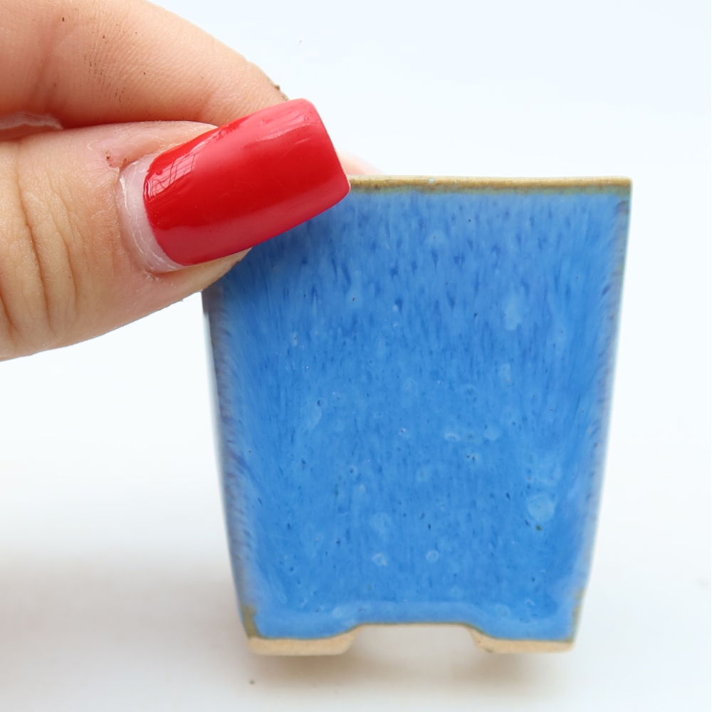 Bonsaischale aus Keramik 4,5 x 4,5 x 5 cm, Farbe blau