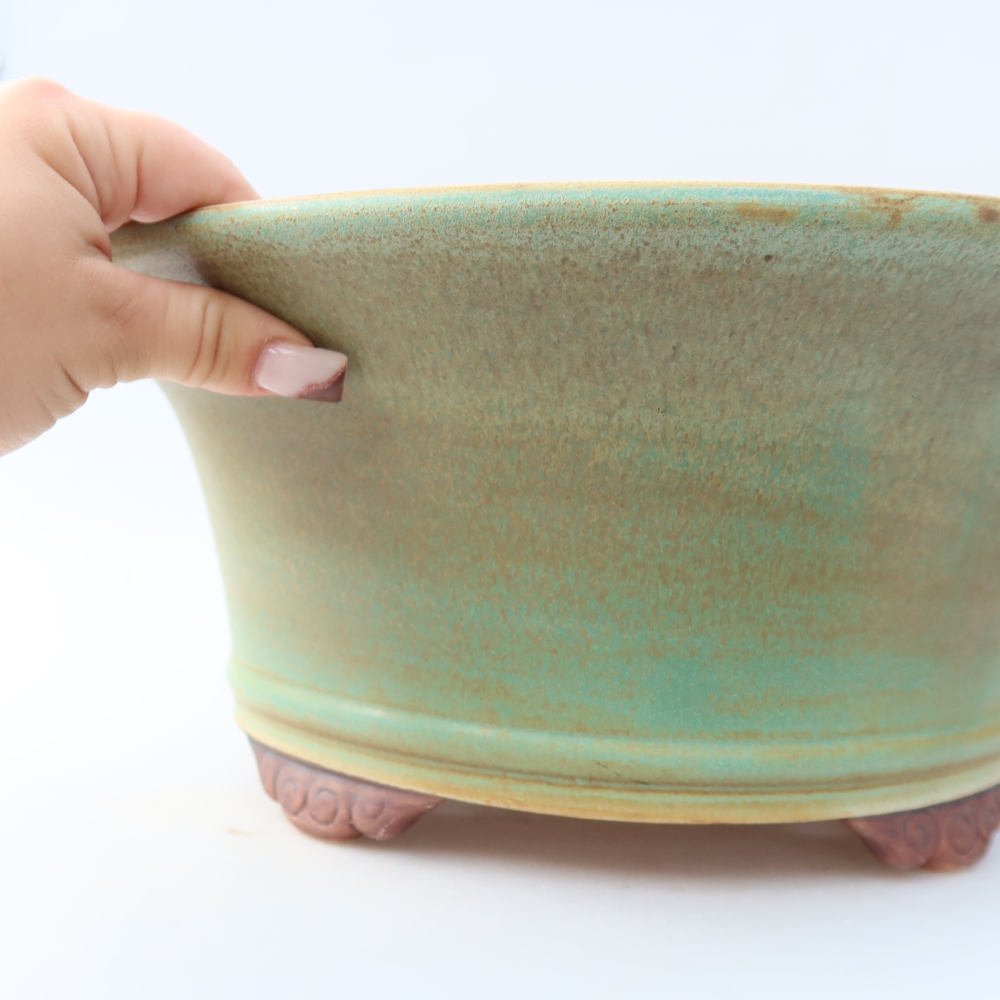 Keramik-Bonsai-Schale 31,5 x 31,5 x 14,5 cm, Farbe: grün