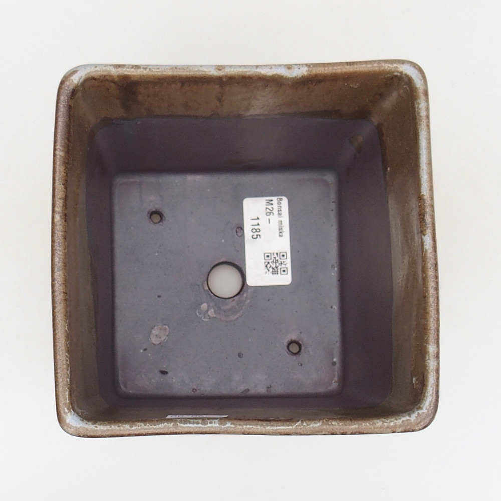 Bonsaischale aus Keramik 13 x 13 x 13 cm, Farbe braun-grün