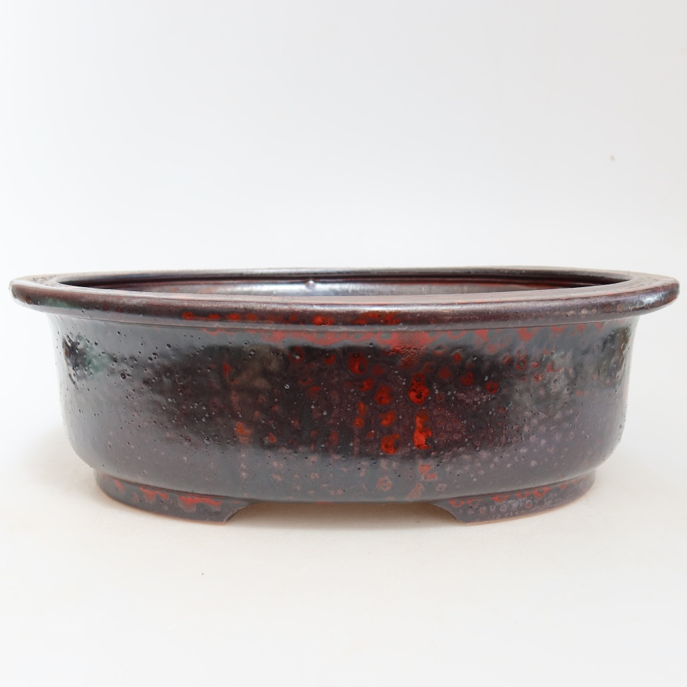 Keramik-Bonsai-Schale 26 x 22 x 8 cm, Farbe: metallisch-rot
