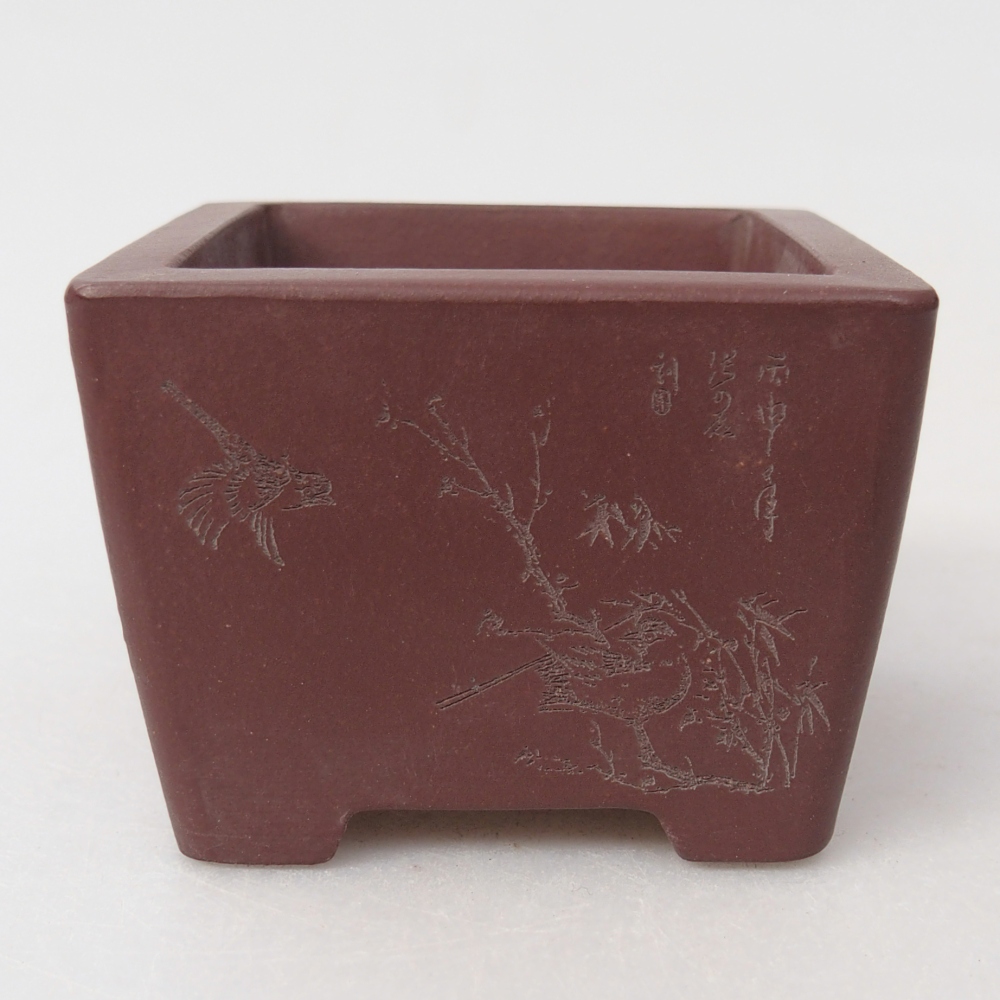 Mini-Bonsaischale 6 x 6 x 4,5 cm, braun