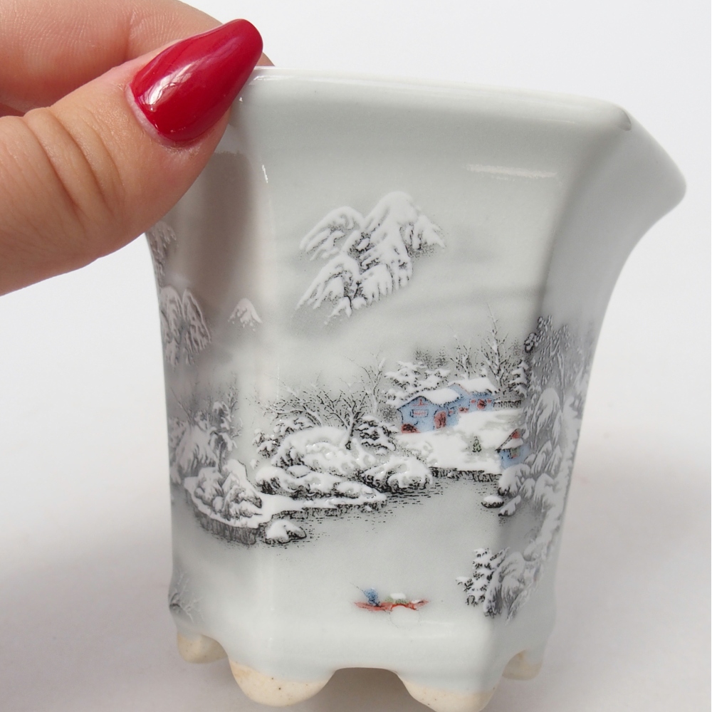 Bonsaischale aus Keramik 10 x 9 x 9 cm, Farbe weiß