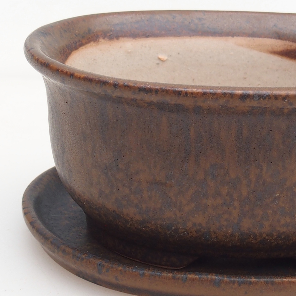 Bonsaischale + Untertasse H11 - 11,5 x 10 x 4 cm - grün