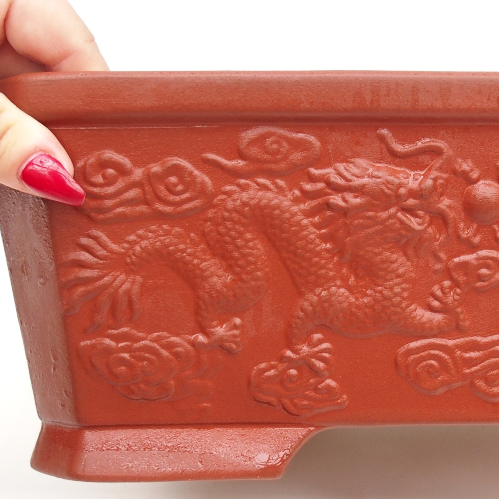 Bonsaischale aus Keramik 32,5 x 23 x 11,5 cm, ziegelfarben