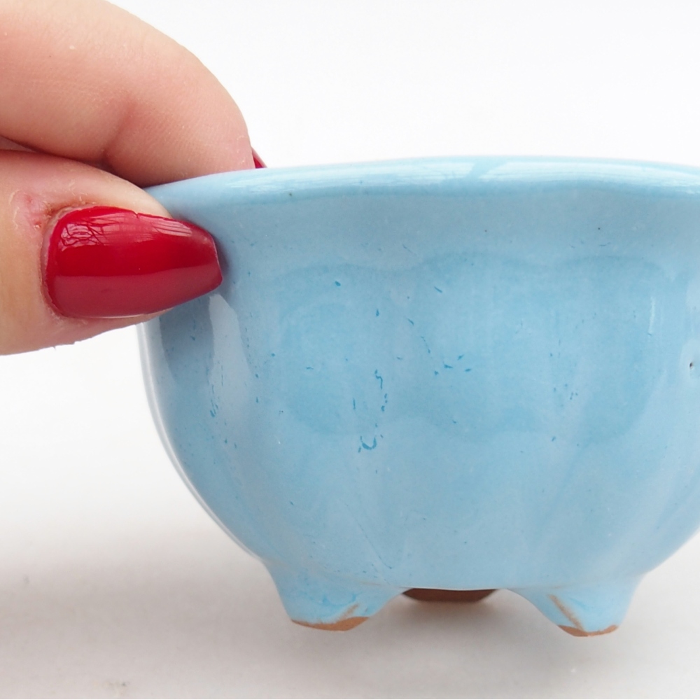 Bonsaischale aus Keramik 8,5 x 8,5 x 4,5 cm, Farbe blau