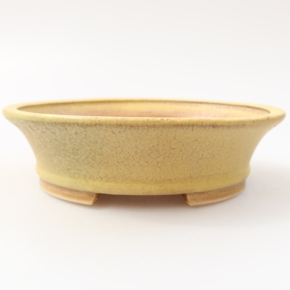 Keramik-Bonsai-Schale, 14,5 × 12,5 × 4 cm, Farbe: Gelb