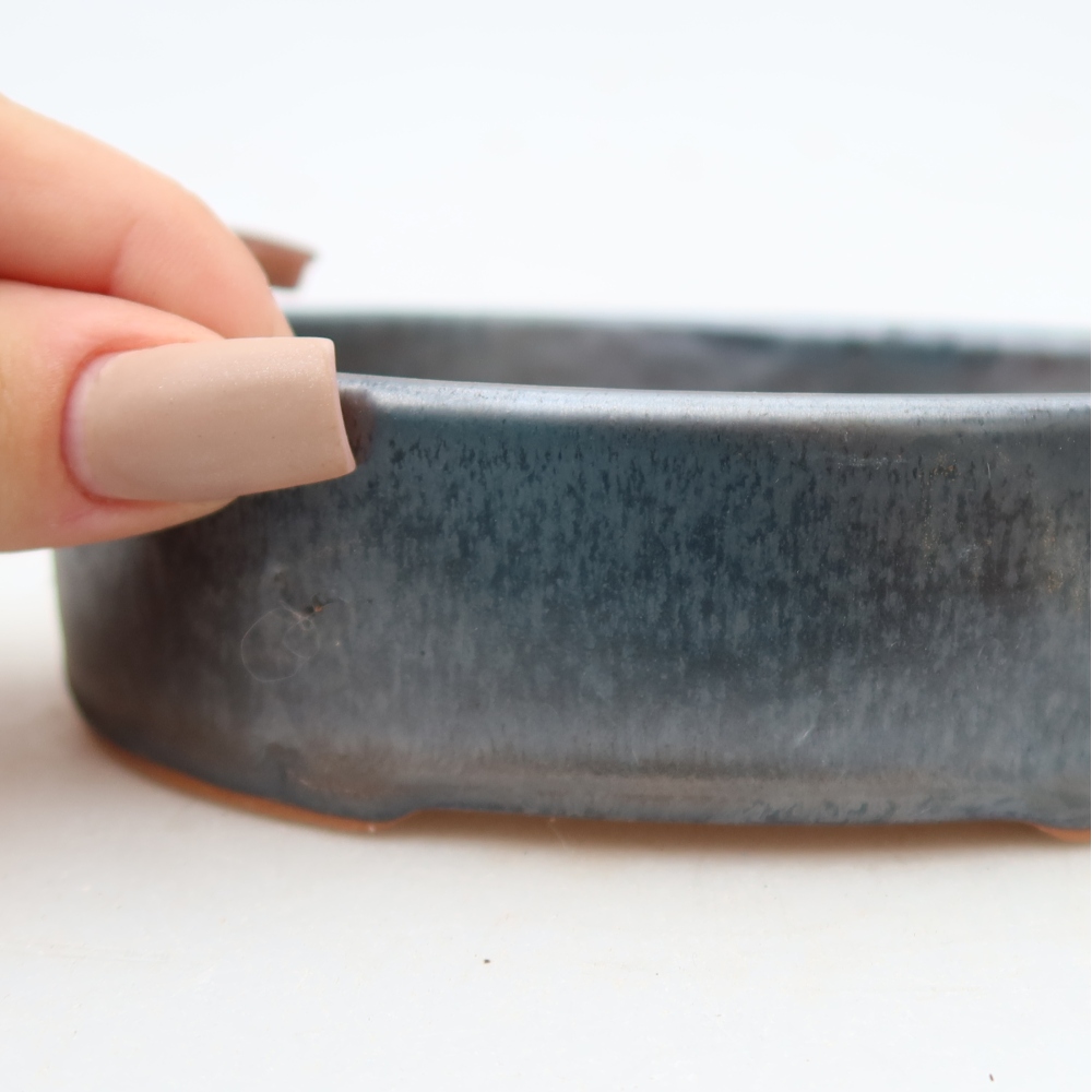 Keramik-Bonsai-Schale, 13 x 10 x 3,5 cm, Farbe: Grau