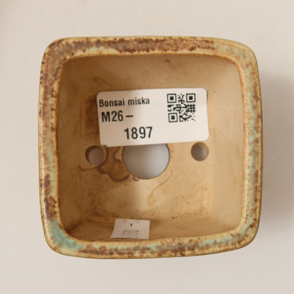 Bonsaischale aus Keramik 6,5 x 6,5 x 4,5 cm, grün