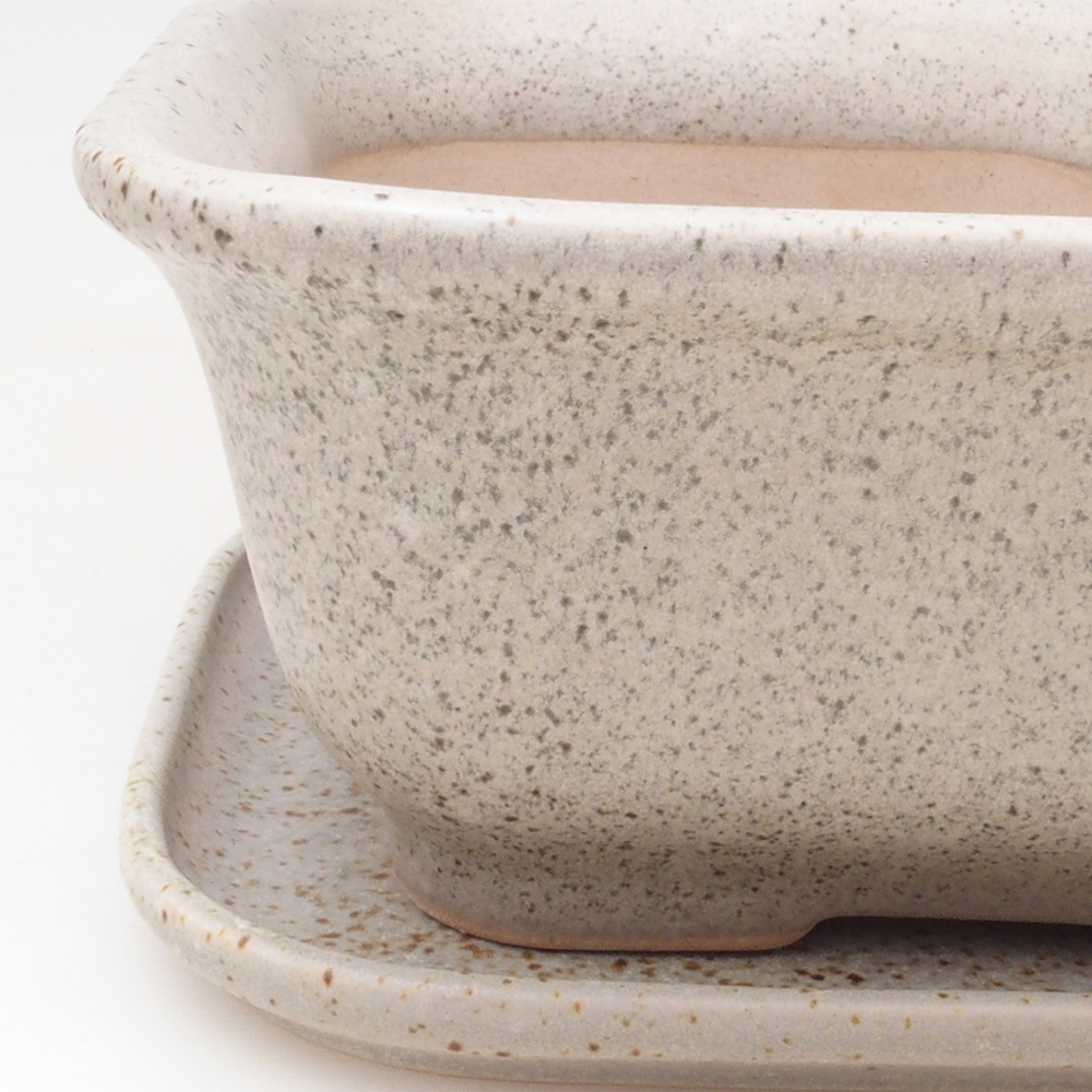 Bonsaischale + Untertasse H37 - 14,5x13x6,5 cm - beige