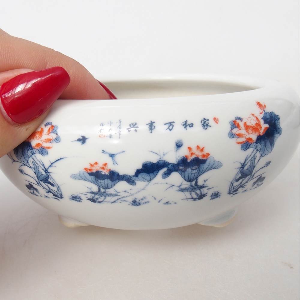 Bonsaischale aus Keramik 10 x 10 x 5 cm, Farbe weiß