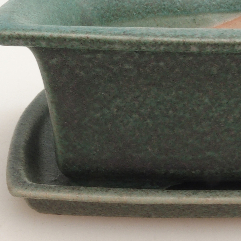 Bonsaischale + Untertasse H11 - 11,5 x 10 x 4 cm - grün