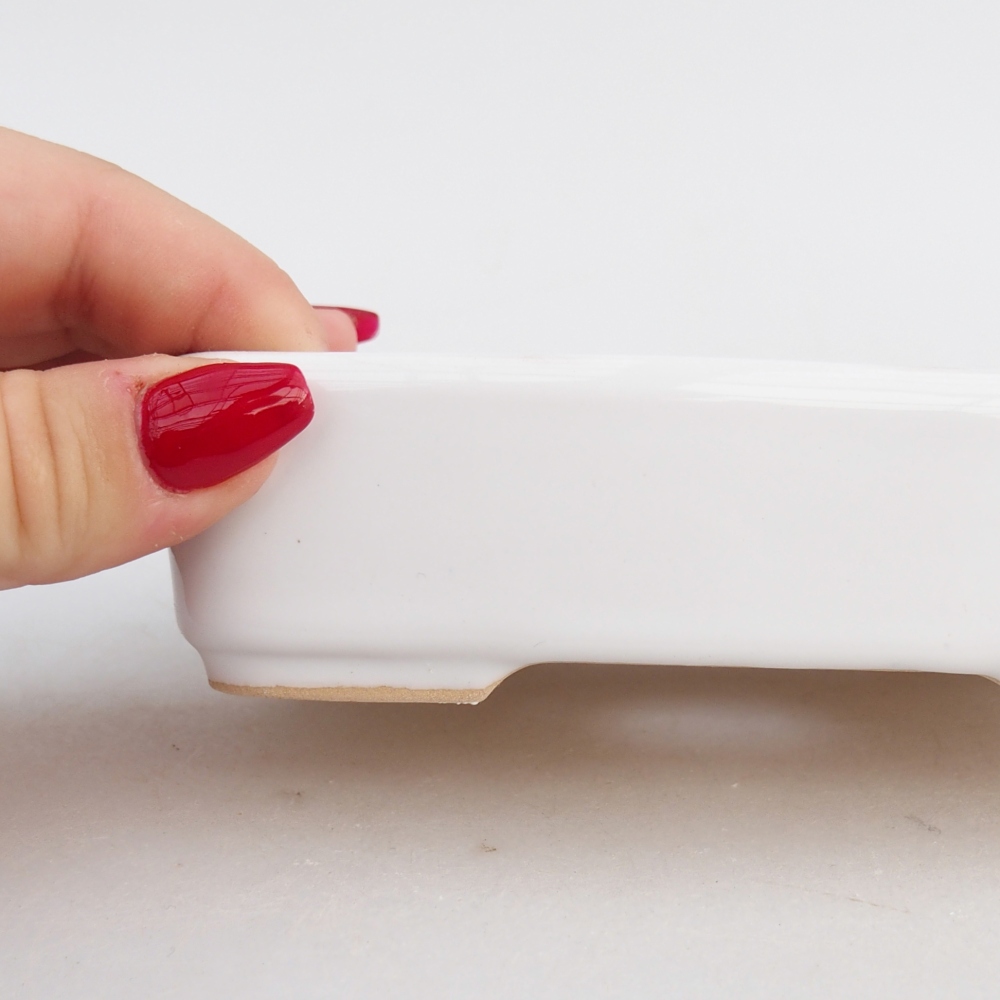 Bonsaischale aus Keramik 12,5 x 9,5 x 3,5 cm, Farbe weiß