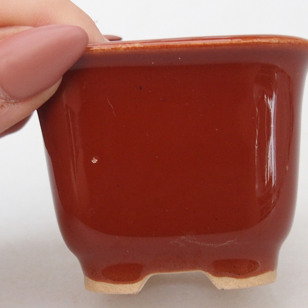 Bonsaischale aus Keramik 6,5 x 6,5 x 4,5 cm, braun