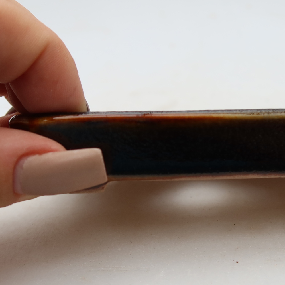 Keramik-Bonsai-Schale, 10 × 8 × 2 cm, Farbe: braun