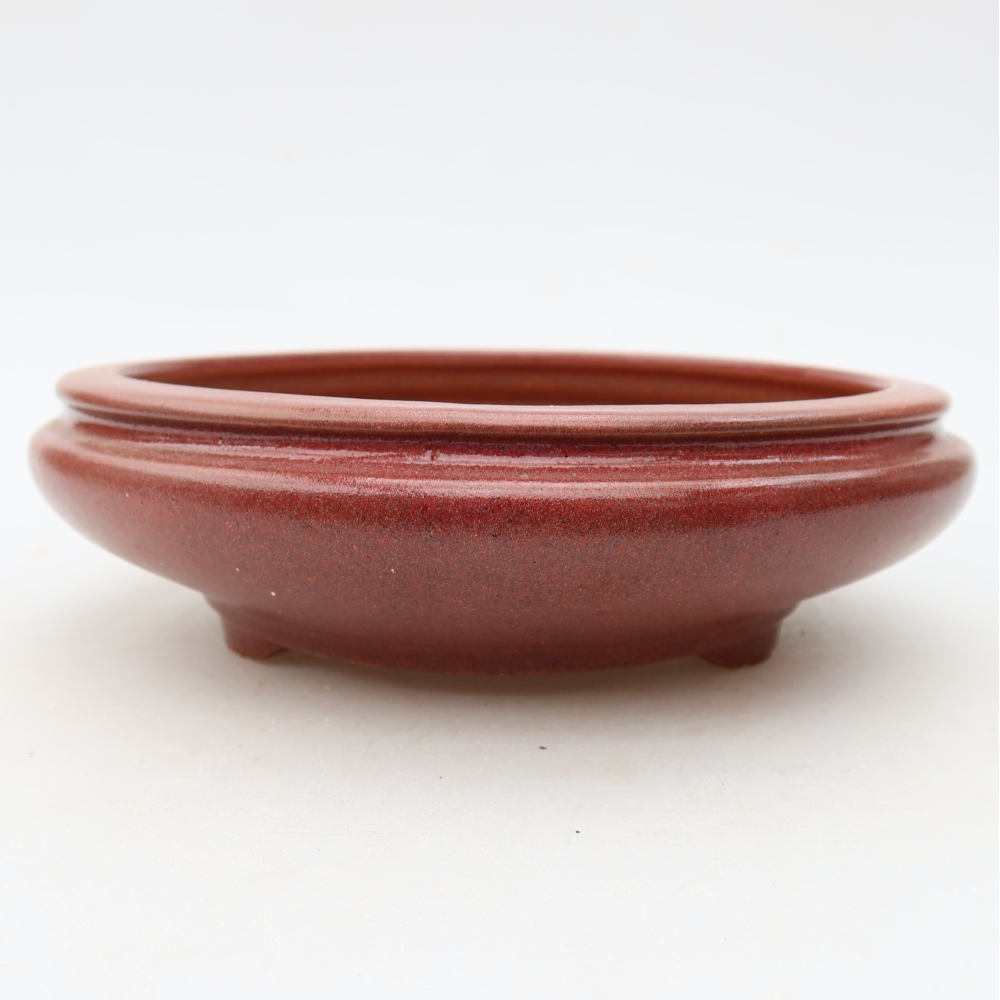 Keramik-Bonsai-Schale 15 x 15 x 5 cm, Farbe: weinrot
