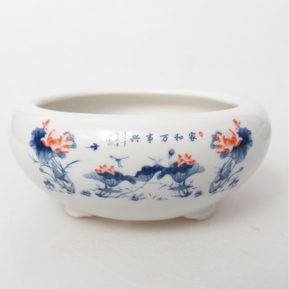 Bonsaischale aus Keramik 10 x 10 x 5 cm, Farbe weiß