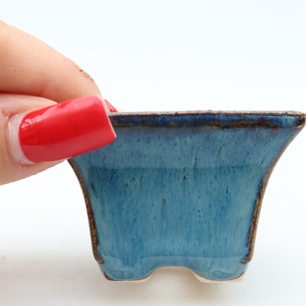 Keramik-Bonsai-Schale, 5,5 × 5,5 × 4 cm, Farbe: Blau